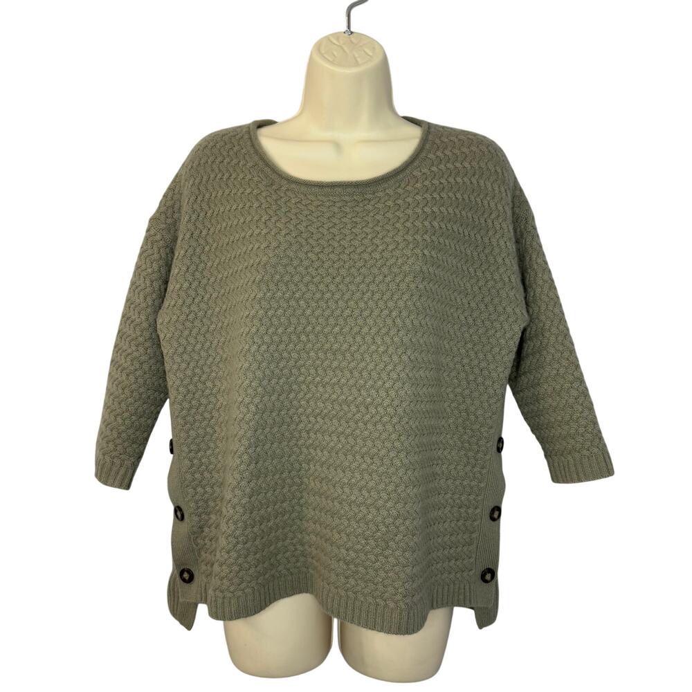 Garnet Hill Cashmere Button-Detail Boxy Sweater Luxury Soft S